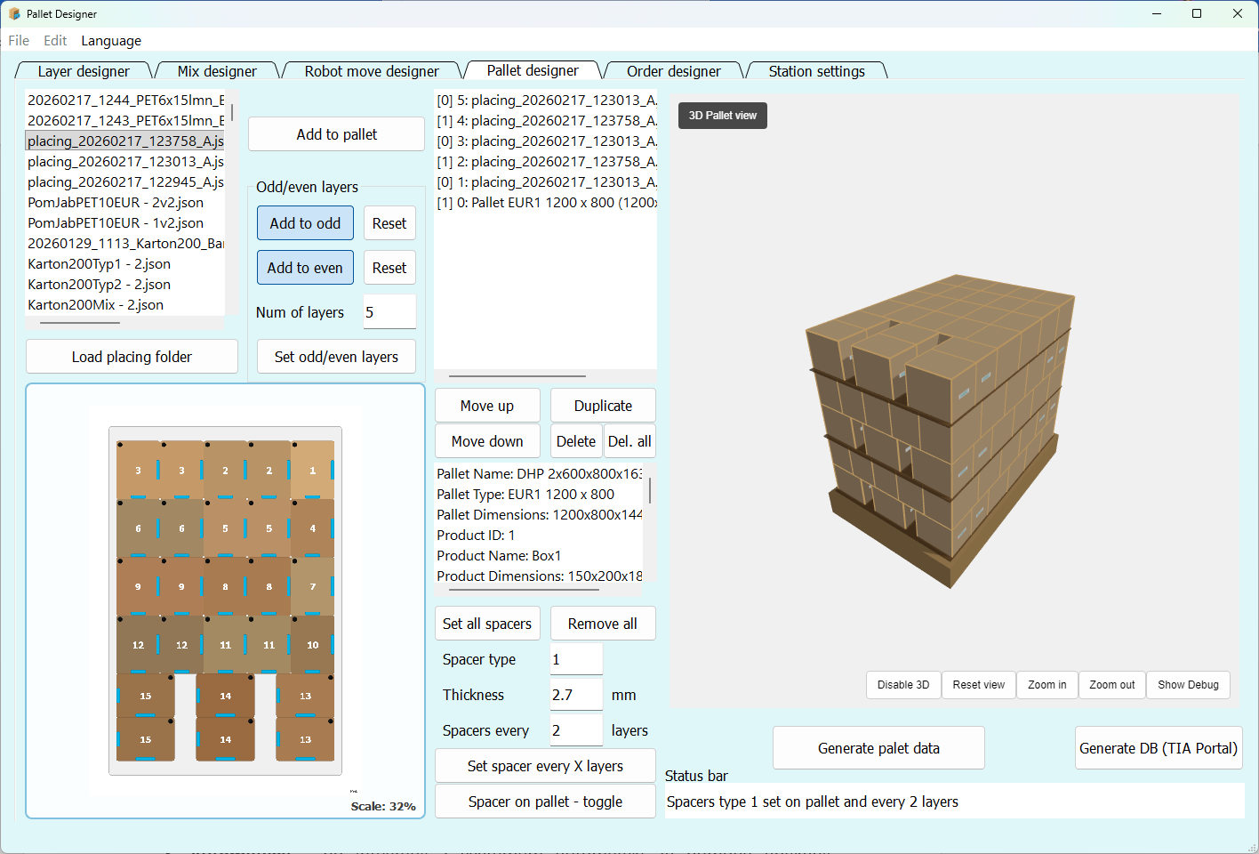 Pallet Designer — program do konfiguracji układu palety